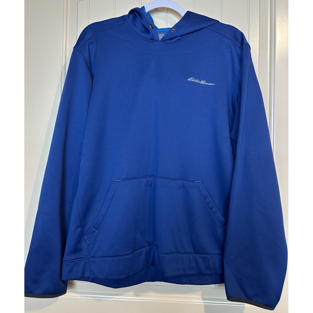 Eddie Bauer Mens Hooded fleece lined Sweatshirt hoodie Sz L outdoor hiking